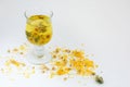 Herbal medicinal natural tea with chamomile, mint and calendula flowers Royalty Free Stock Photo