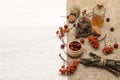 Herbal medicine. Alternative medicine concept. Dry berry organic natural ingridients.
