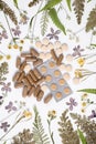 Herbal medicine in capsules for healthy eating concept with organic herb Royalty Free Stock Photo