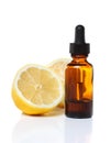 Herbal medicine dropper bottle with lemons Royalty Free Stock Photo