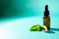 Herbal medicine dropper bottle with mint water with oil Royalty Free Stock Photo