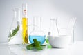 herbal medicine natural organic and scientific glassware Royalty Free Stock Photo
