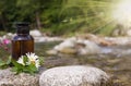 Banner of Essential oils in glass bottles