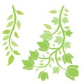 Herbal minimalistic vector frame. Branch with fresh green leaves.