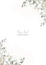 Herbal minimalistic vector frame. Hand painted plants, branches, leaves on a white background. Wedding invitation Royalty Free Stock Photo