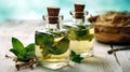 Herbal, mint homemade liquor AI generated image