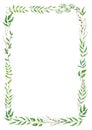 Herbal mix vector frame. Hand painted plants, branches and leaves on white background. Natural card design Royalty Free Stock Photo