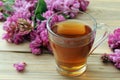 Herbal natural tea with fresh acacia flowers