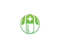 Herbal Nature Medical Plus Capsule Stethoscope Logo Design Royalty Free Stock Photo