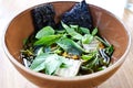 Herbal noodle,vegetarian thai noodle soup