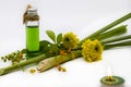 Herbal oils, candle extract lemongrass aromatherapy for health care Royalty Free Stock Photo