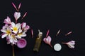 Herbal oils from flowers frangipani smells scents Royalty Free Stock Photo