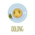 Herbal Oolong Chinese Tea View From Above Vector Illustration