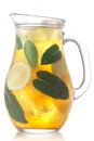 Herbal sage mint lemon iced tea pitcher isolated w clipping paths
