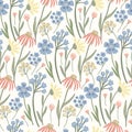 Herbal  seamless pattern with wild or meadow flowers Royalty Free Stock Photo