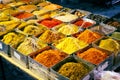 Herbal and spice market stall at basar Suq Al Hamidiyah in Damascus