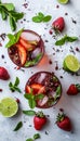 Herbal strawberry iced tea with ice cubes. AI generated. Royalty Free Stock Photo