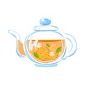 Herbal tea in a glass teapot. Alternative medicine and diet Royalty Free Stock Photo