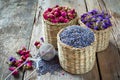 Herbal tea assortment: lavender, roses and forget-me-not