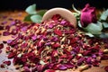 herbal tea blend with dried rose petals and mint leaves