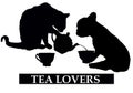 Tea lovers with cat and dog Royalty Free Stock Photo