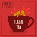 Herbal tea with dogrose berries. The design of the label. Royalty Free Stock Photo
