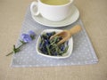 Herbal tea with dried flowers and leaves from wild chicory Royalty Free Stock Photo
