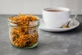 Herbal tea with dried marigold flowers. Royalty Free Stock Photo