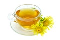 Herbal tea with elecampane in a glass cup