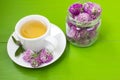 Herbal tea with flowers of clover Royalty Free Stock Photo