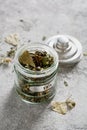 Herbal Tea with Ginkgo biloba leaves Royalty Free Stock Photo