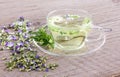 Herbal tea with heartsease Royalty Free Stock Photo