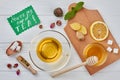 Herbal tea, honey, ginger, lemon and mint. Royalty Free Stock Photo