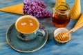 Herbal tea, honey for lunch Royalty Free Stock Photo