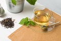 Herbal tea with melissa in a glass cup Royalty Free Stock Photo