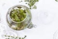 Herbal tea with mint and thyme Royalty Free Stock Photo