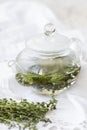 Herbal tea with mint and thyme Royalty Free Stock Photo