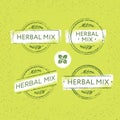 Herbal Tea Mix Creative Vector Stamp Concept On Organic Background. Eco Insignia Label Illustration