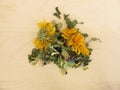 Herbal tea mix with marigold and cornflower Royalty Free Stock Photo