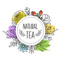 Herbal tea seamless pattern.