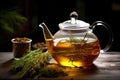 herbal tea steeping in a glass teapot