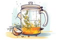 herbal tea steeping in a modern glass kettle