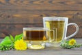 Herbal tea in transparent cups