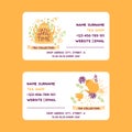 Herbal tea vector business card with teapot flowers and herbs. Design for herbal and green tea collection, drink menu