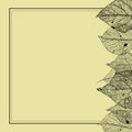 herbal template for greeting cards with leaf carcasses