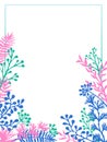 Herbal twigs and branches border vector invitation card.