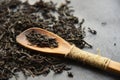Herbal wellness dry tea in spoon Royalty Free Stock Photo