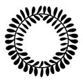 Herbal wreath vector icon. Hand-drawn illustration isolated on white background. A garland of branches with leaves