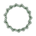 Herbal Wreath With Watercolor Deep Green Leaves