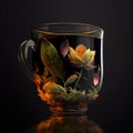 herbalife tea concept a tea cup on black background Royalty Free Stock Photo